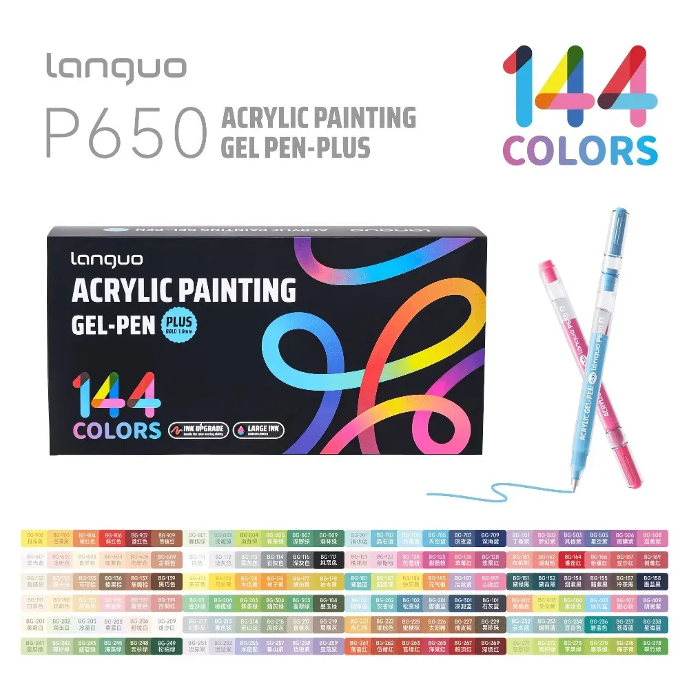 Languo 144-Color Gel Pens Set - Smooth-Writing Office Stationery Kit for Journaling, Drawing, Back to School Supplies, Ideal for Artists & Hobbyists, Exquisite Gift Set