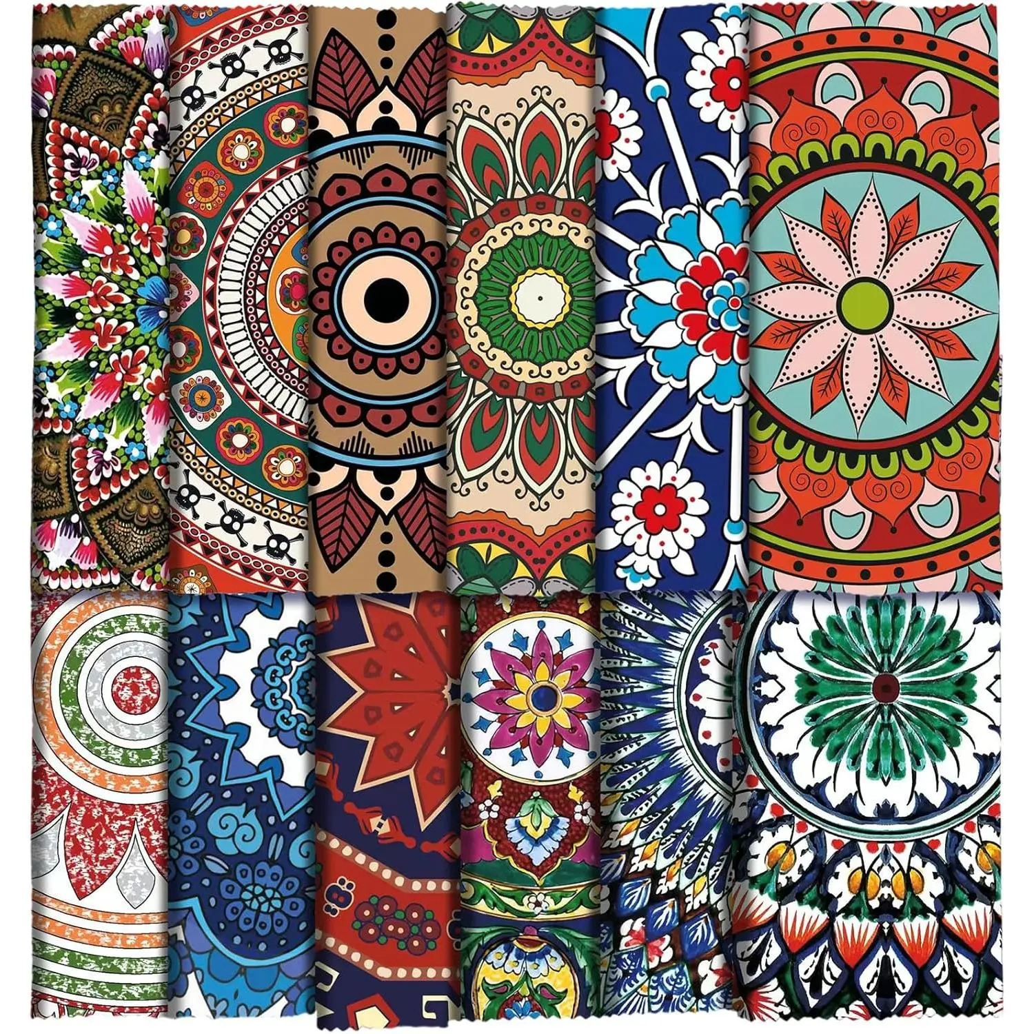 24 Pcs Mandala Microfiber Lens Cleaner Cloths (6x6 in/15x15 cm) - Sturdy Synthetic Tools for Eyewear Users, Glasses Screens, Camera Lenses, Smartphone Screens, Microfiber Cloth