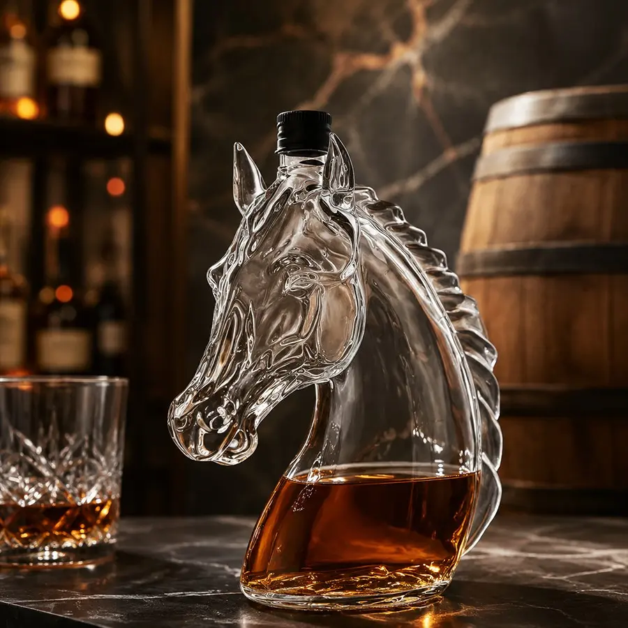Creative Zodiac Horse Head Shaped Decanter, 11.83oz Versatile Portable Barware Liquor Dispenser, Home Decor Ornament, Holiday Party Gift