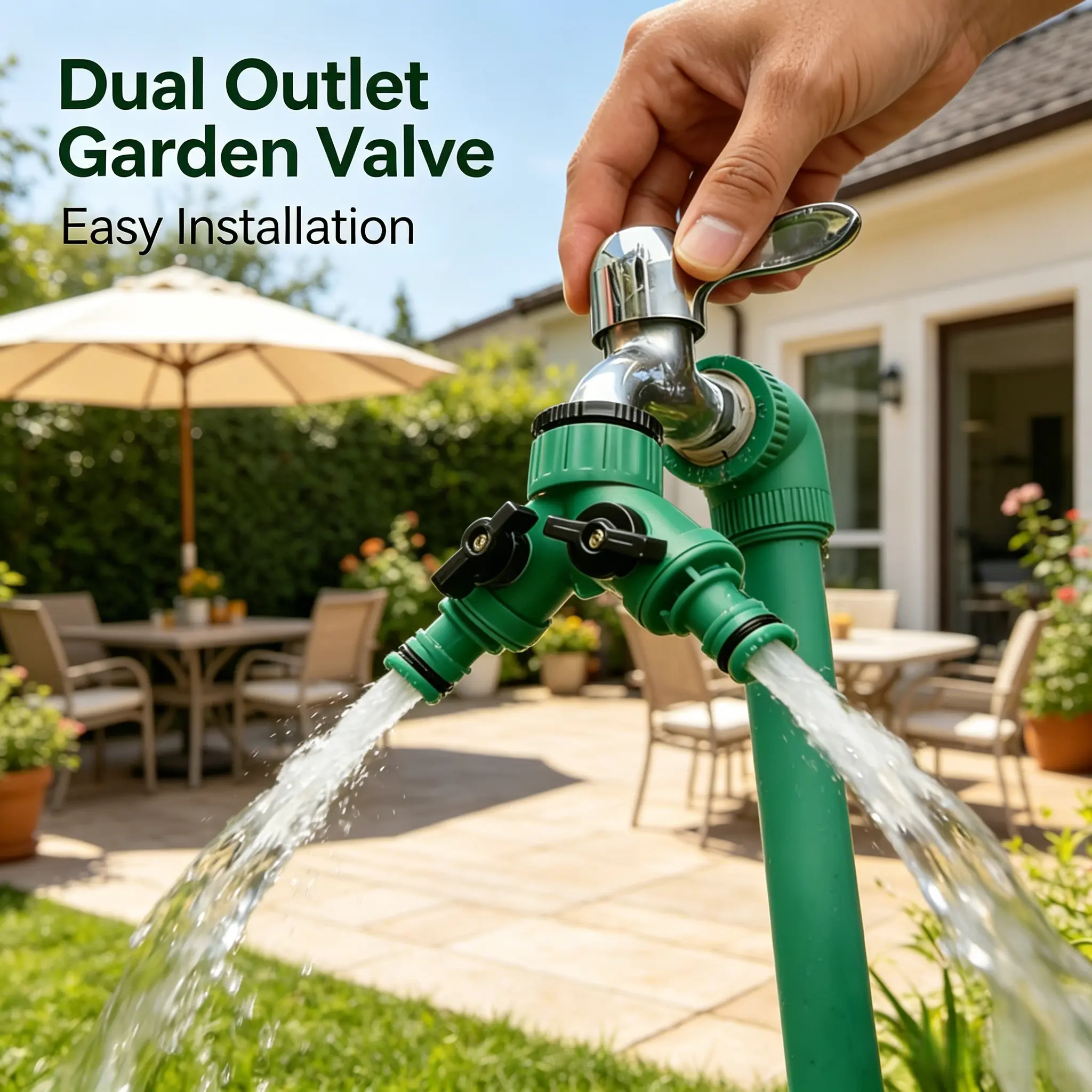 1/2 Inch To 3/4 Inch Y-Shaped Hose Splitter Connector, Car Wash Hose Splitter Accessory, Garden Faucet 2-In-1 Connector, Water Distributor Pipe With Universal Joint, One-In Two-Out Valve Splitter. Suitable For Garden Irrigation Spray Guns.