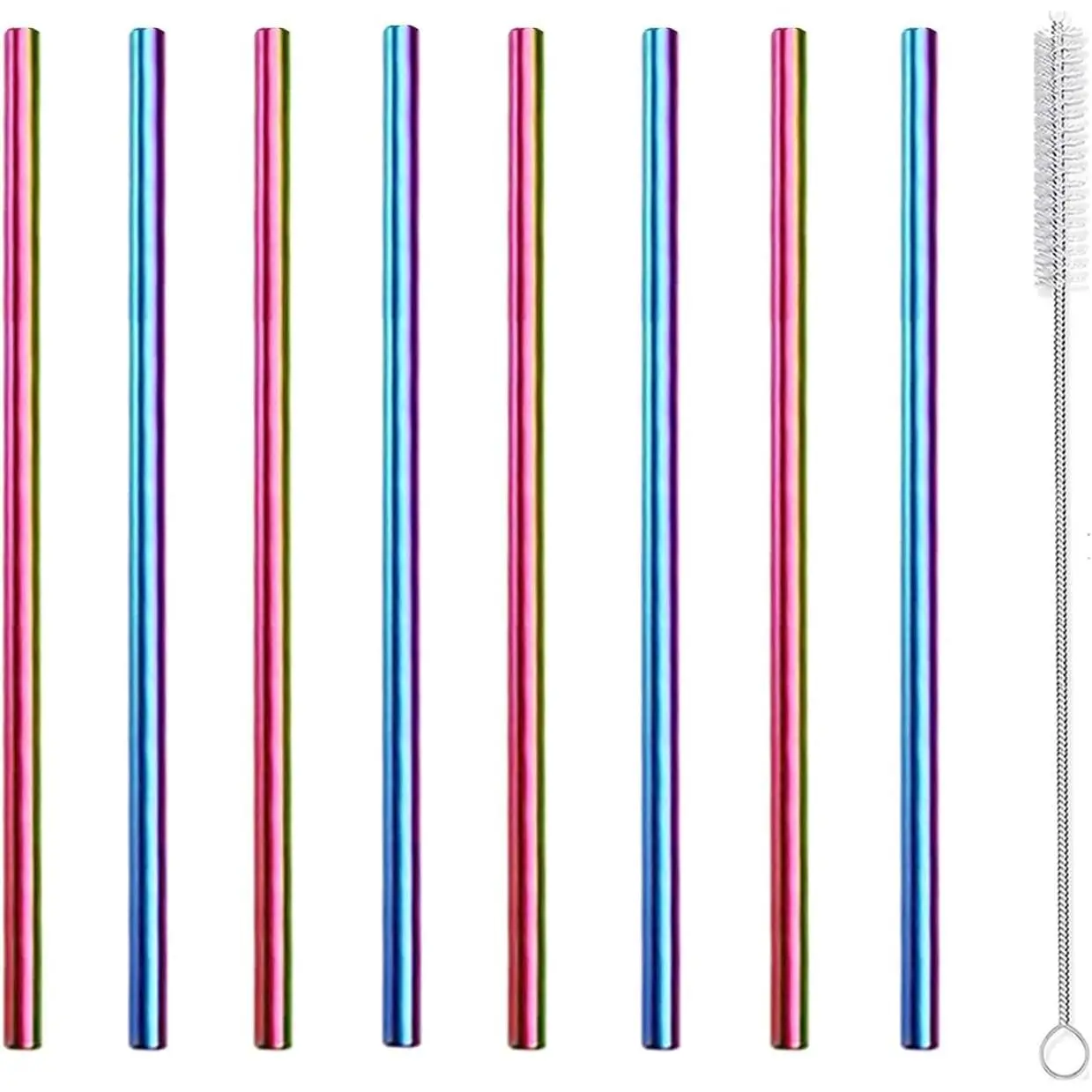 Stainless Steel Straws Short Small Mini Metal  6 Inch Drinking Straw  for  Coffee Mugs Goblets Bar Party  Office Restaurant with Cleanning Brush, Colorful 8 count