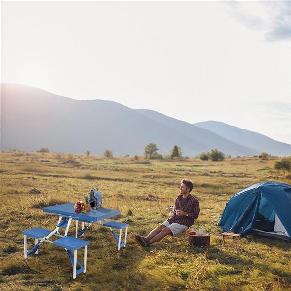 One-piece Portable Folding Table with Stool for Camping Picnics, All-in-One Compact Design Lightweight & Foldable Suitcase Style One-piece Portable Folding Table with Stool for Camping Picnics, All-in-One Compact Design Lightweight & Foldable Suitcase Style