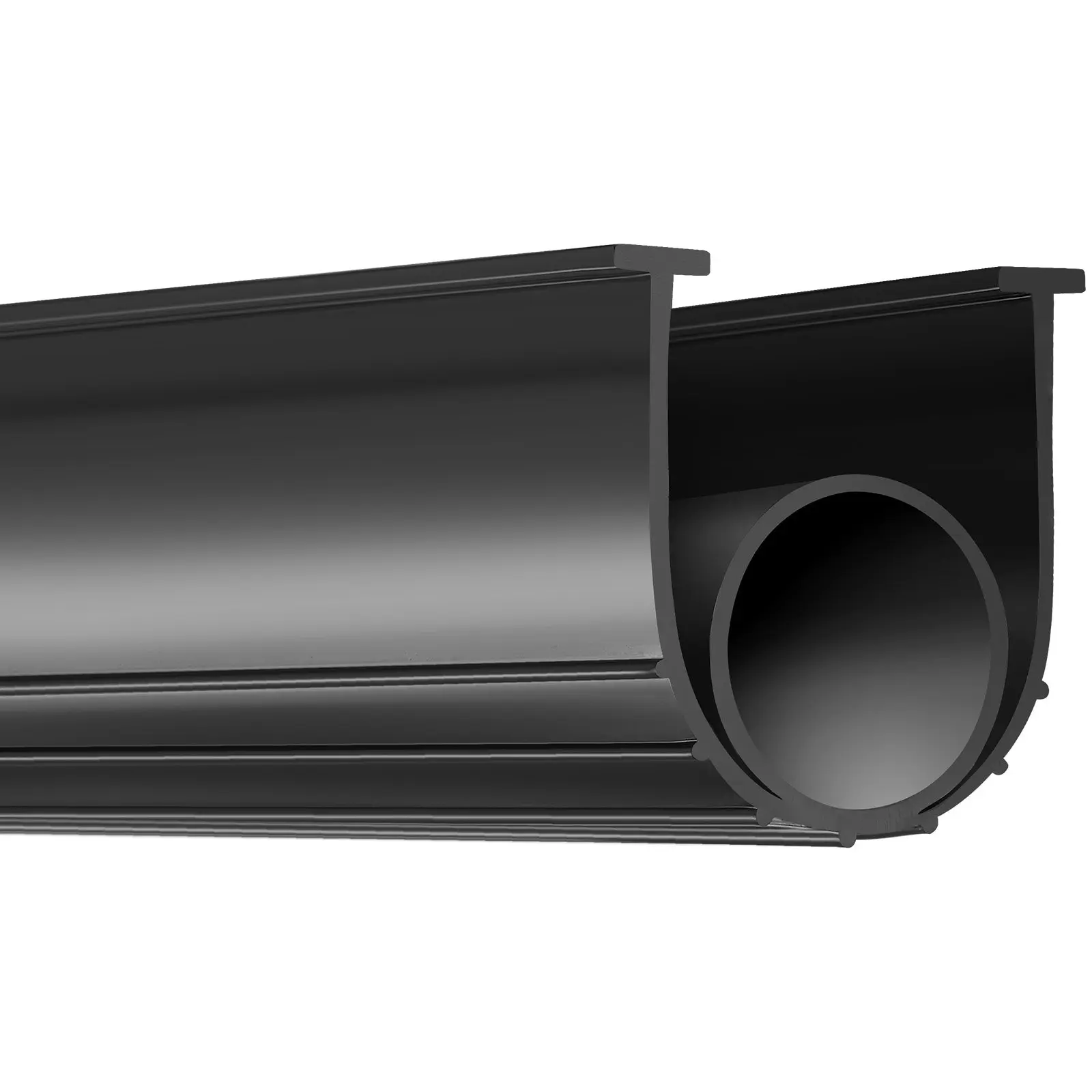 VEVOR Garage Door Bottom Rubber Seals & Door Sweeps, U-Shape+O-Ring Weather Stripping, Universal Weatherproof Threshold Buffer, 5/16in T-Ends, 3 3/4in Width (16Ft, Black)