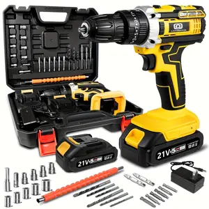 【QQQQ】21V Cordless Impact Drill Set, Wireless Drill Set, Household Power Tool Set, with Battery And Quick Charger, Battery Powered, Multifunctional Tool, Tool Set, Men's Tool - Perfect for DIY And Family Projects, A Gift for Boyfriends And Fathers