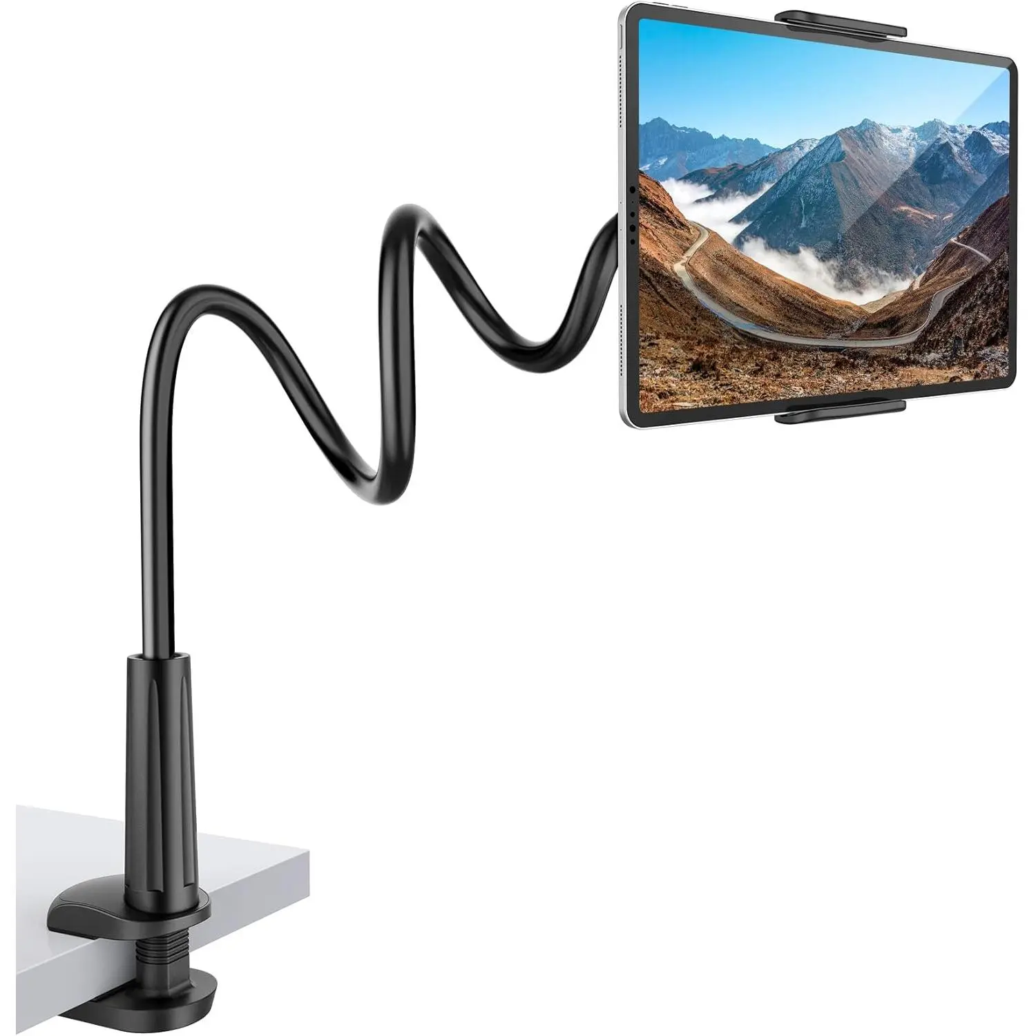 Multifunctional Phone Stand, 360-Adjustable Flexible Gooseneck Lazy Arm Clamp with Rubber Grip, Ergonomic Universal Mobile Cellphone Holder for 4.0-10.5" Smartphones, Tablets, Switch, Kindle, Folding Accessory (Phone Holders & Mounts)