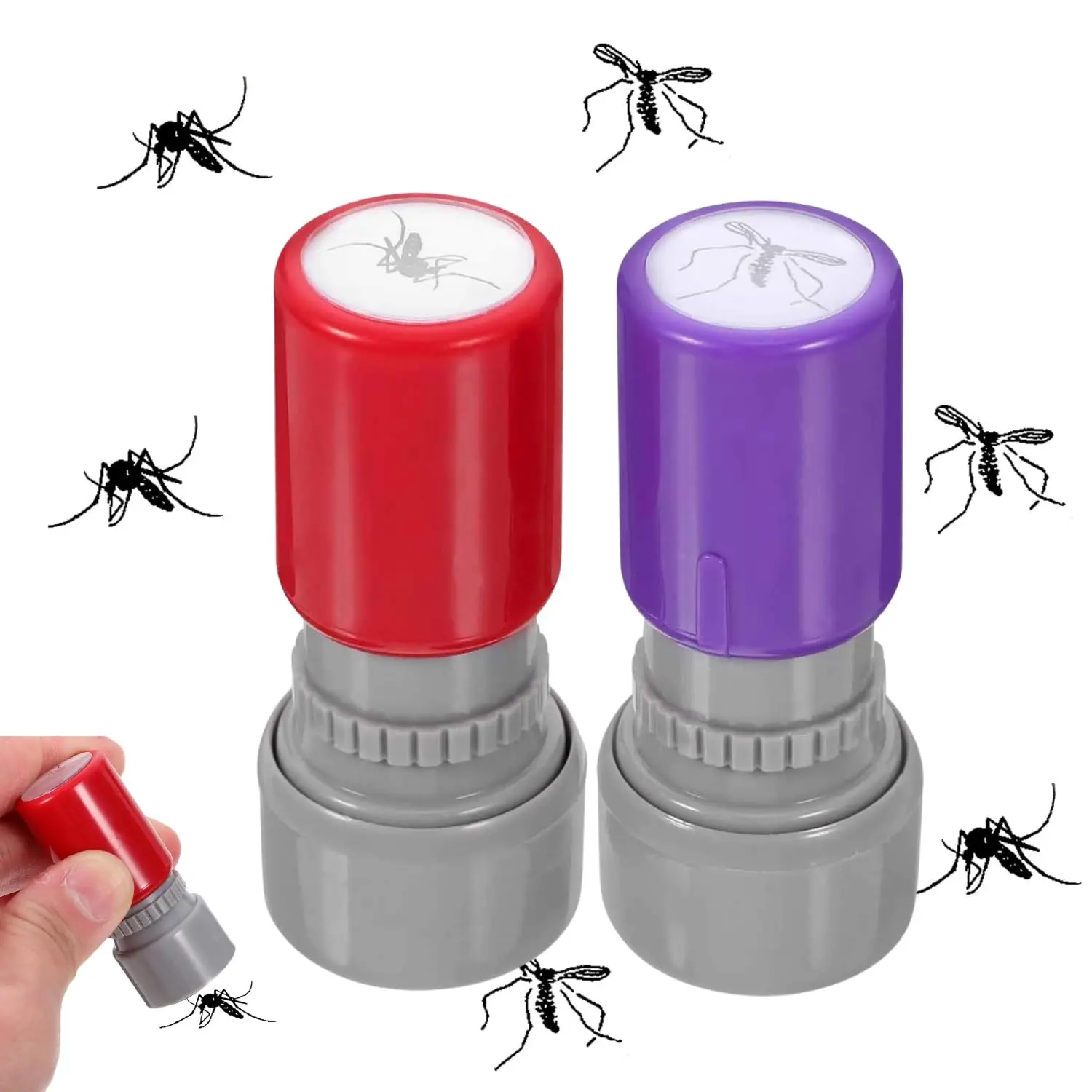 2PCS Mosquito Stamp Prank Self Inking Stamps, Novelty Bug Insect Print Stamper, Quick Press Ink Design for Party Favor, Office Joke, Craft Projects, Versatile Use