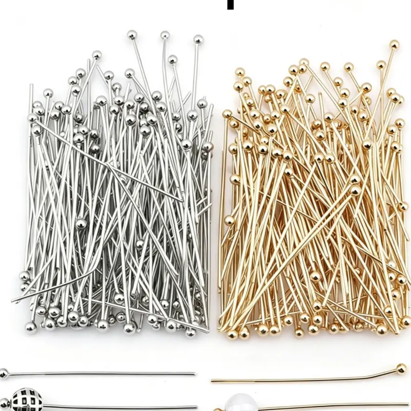 240pcs Copper Ball Head Pins, Bendable & Cuttable, Dual Color Set, DIY Beading Supplies, Beadwork, Jewelry Making, Necklace, Earring, Craft Connectors, All Seasons, Versatile