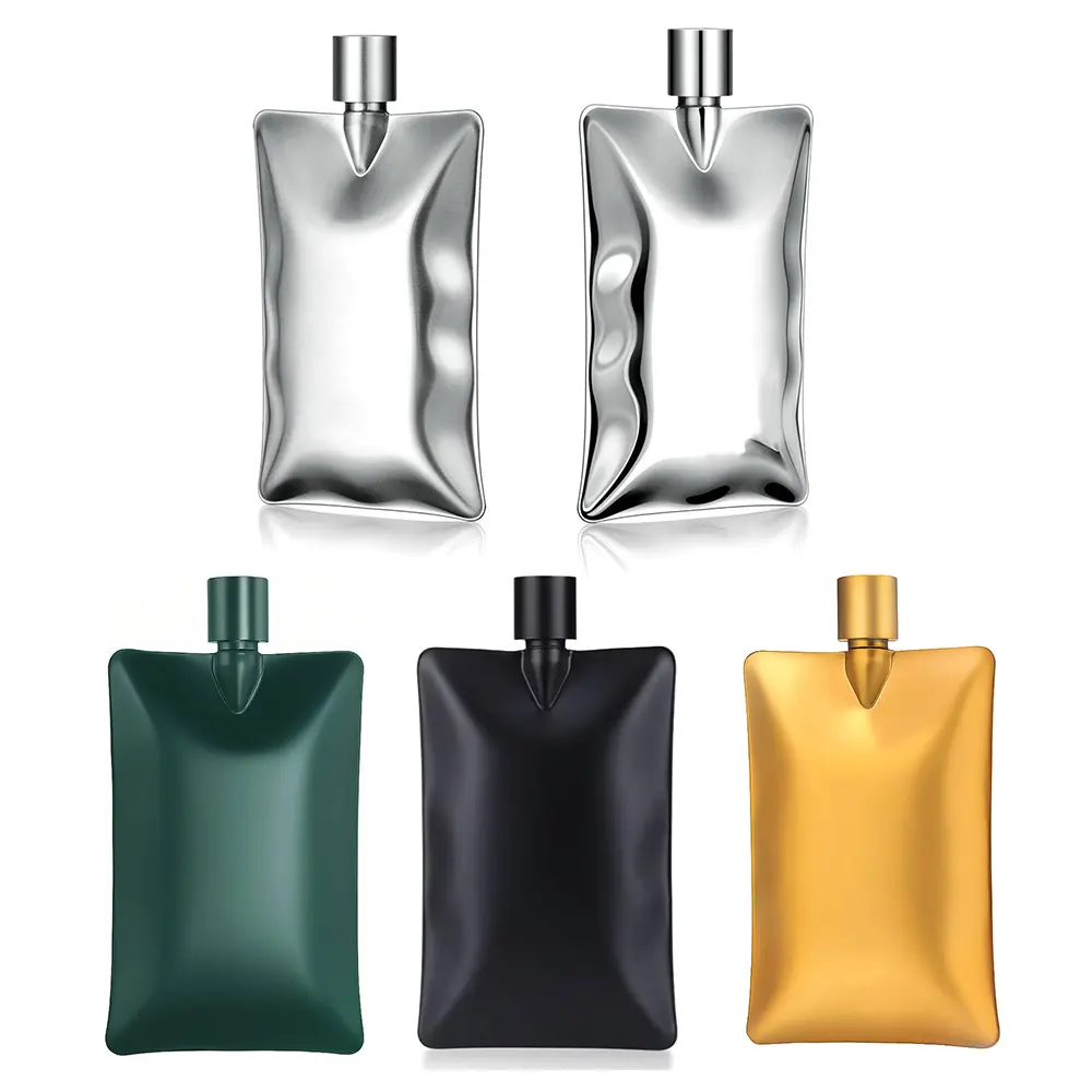 6oz Food Grade 304 Stainless Steel Wave Hip Flask Unique Wavy Irregular Design Leakproof Screw Cap Slim Pocket Size Lightweight Portable Whiskey Flask for Outdoor Camping Hiking & Everyday Carry