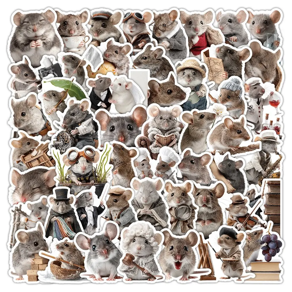 50pcs Zodiac Rat Stickers, Creative High-Definition Fun Decorative Stickers, Handmade Desktop Decoration, Unique Design, Aesthetic Stickers