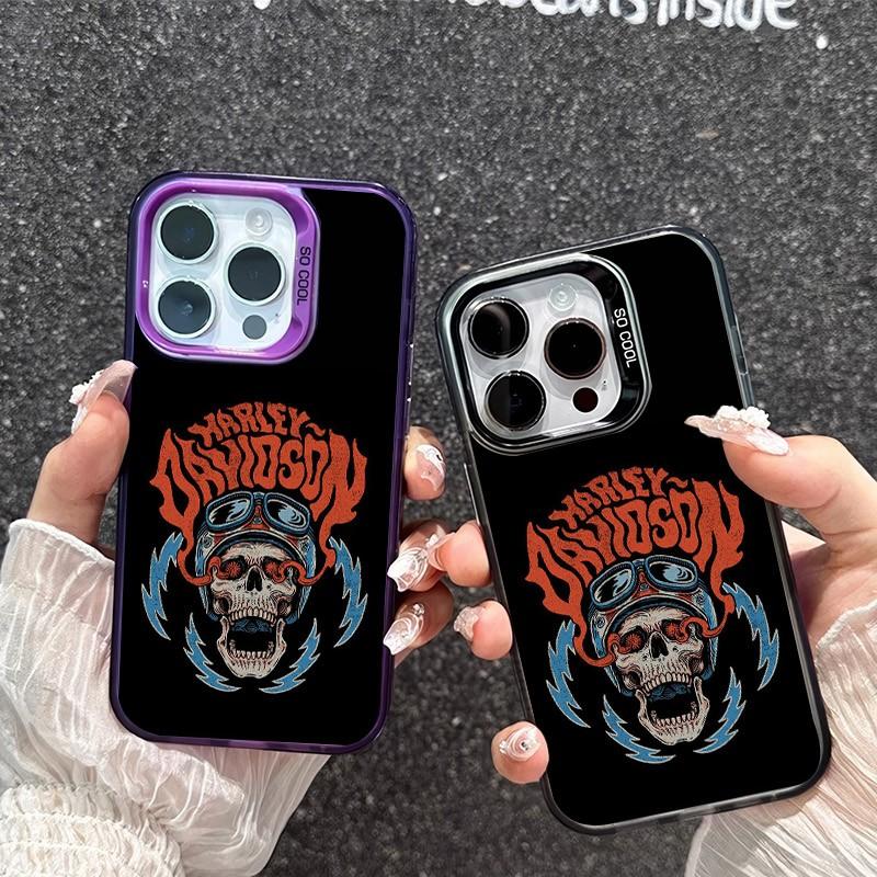 Harley - D Pattern Case For Iphone 17 Pro Max 17 Air 16 / 15 / 14 / 13 / 12 / 11 Pro Max Xr Xs E Plus Retro High - End Shockproof Drop Screen Protection Cute Durable Pc Smartphone Cover