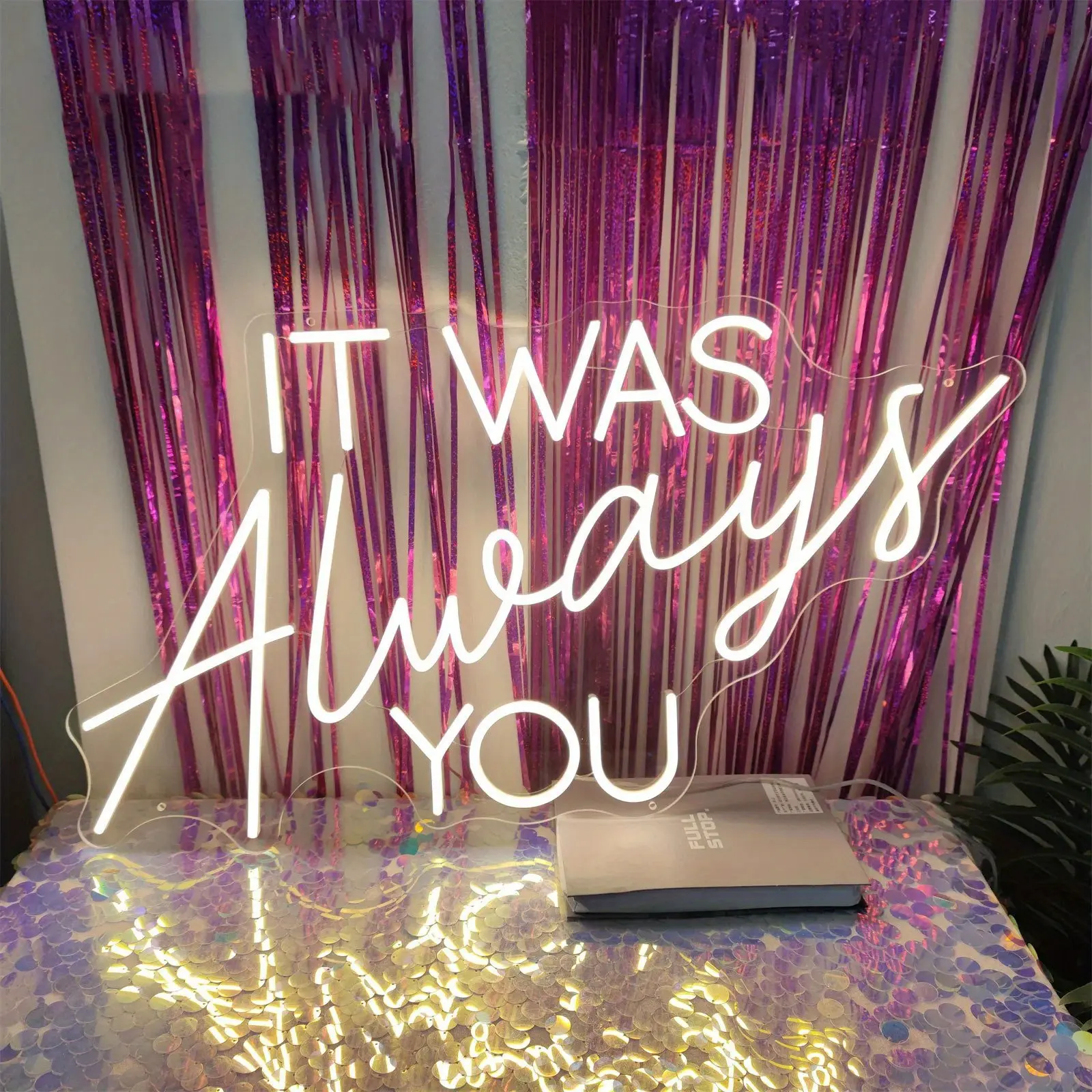 1PC It Was Always You LED Neon Sign Durable Plastic Material USB Powered Soft Ambient Lighting for Wall Decor Birthday Party Wedding Gaming Bedroom Home Aesthetic Indoor Party Decoration