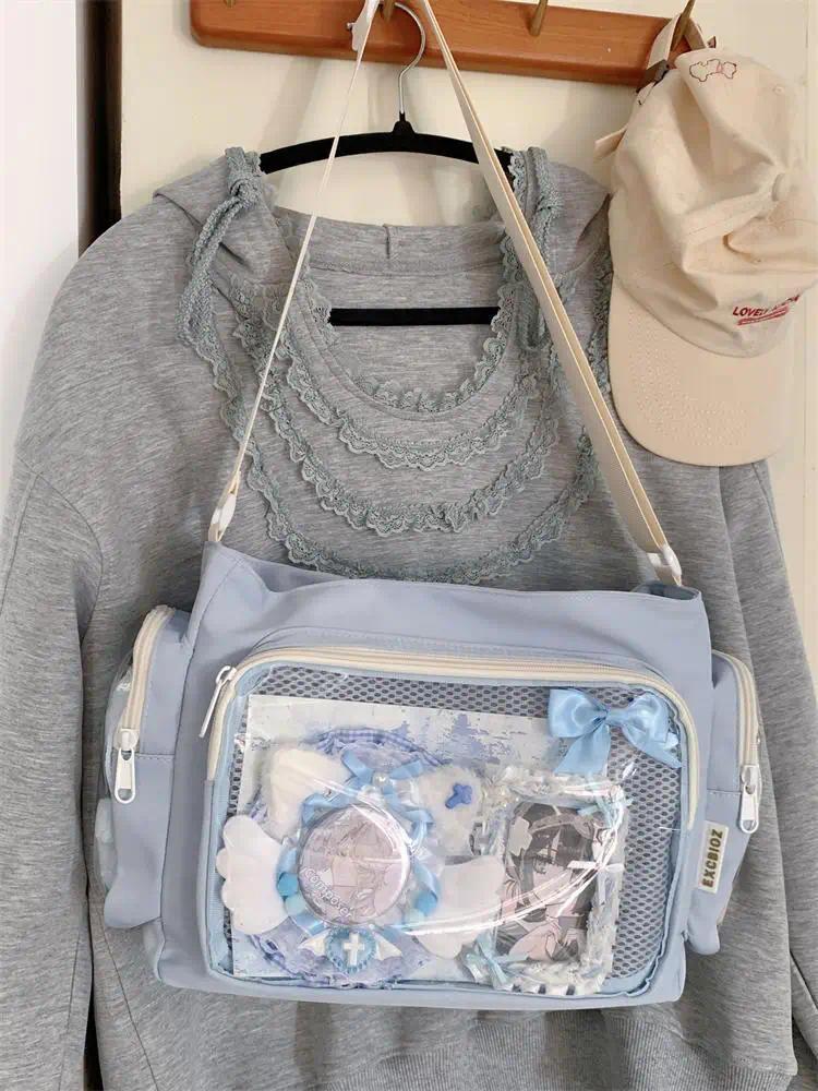 Nylon Aesthetic Transparent Display DIY Basges Students Subculture JK Crossbody Shoulder Bags Casual Sweet Girls Ulzzang Ita Bag