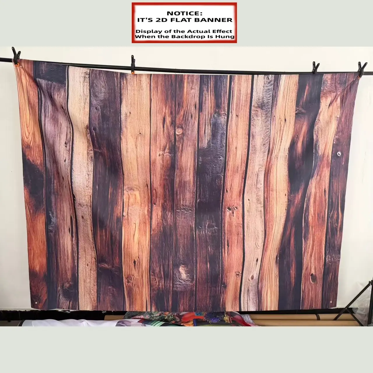 2D Flat Banner, 1pc vintage wood grain fabric Wall Banner, made of Polyester, featuring a wood grain texture ideal for photography. It embodies a classic country style, perfect for Wedding party decorations, and is both ea Photo Backdrops