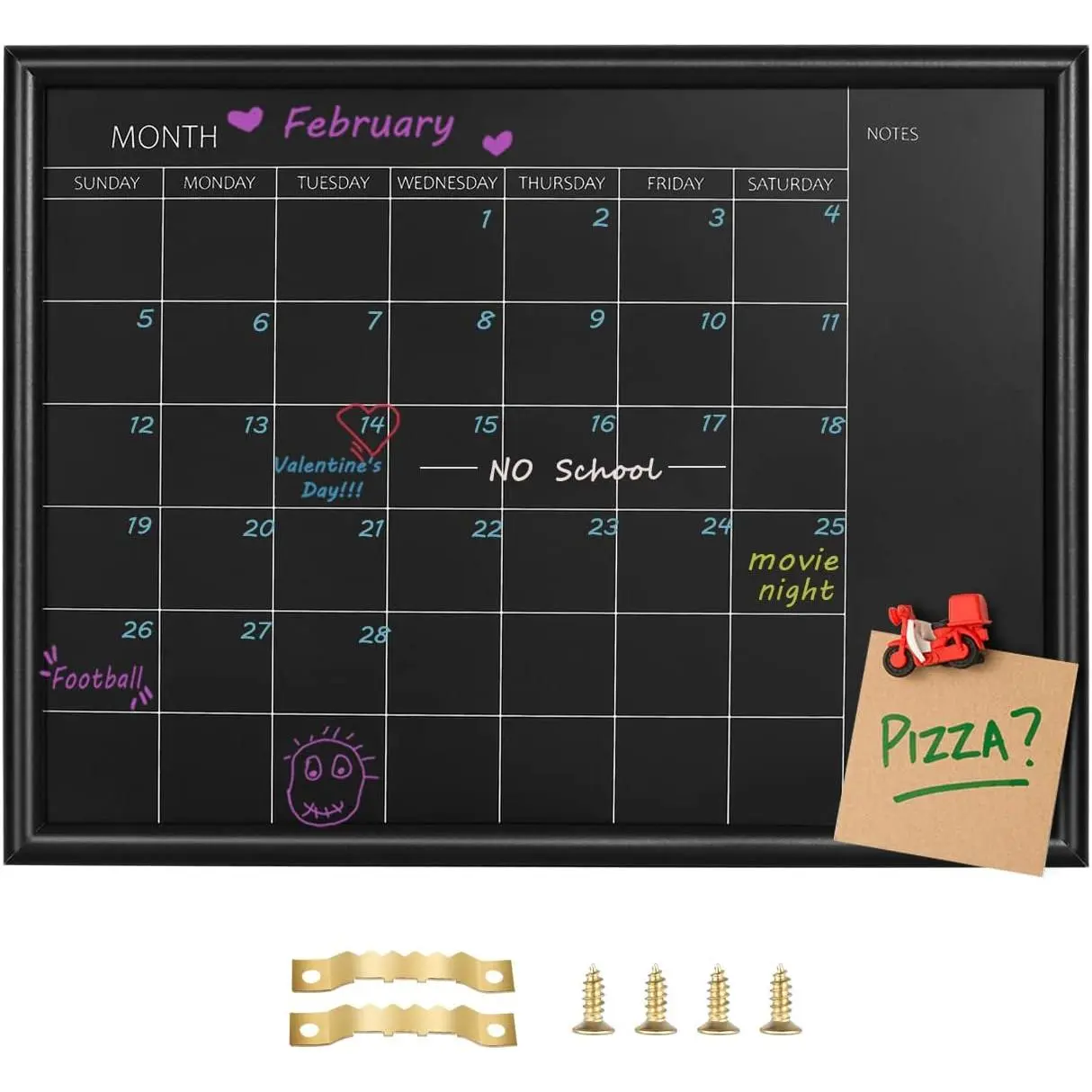 Calendar Chalkboard, Small  Surface Black  Frame Chalk Board for Planning/School Timetable/Memo,11.8 x 15.7 inches,  Board for Office, School and (YLHB-BK-3040)