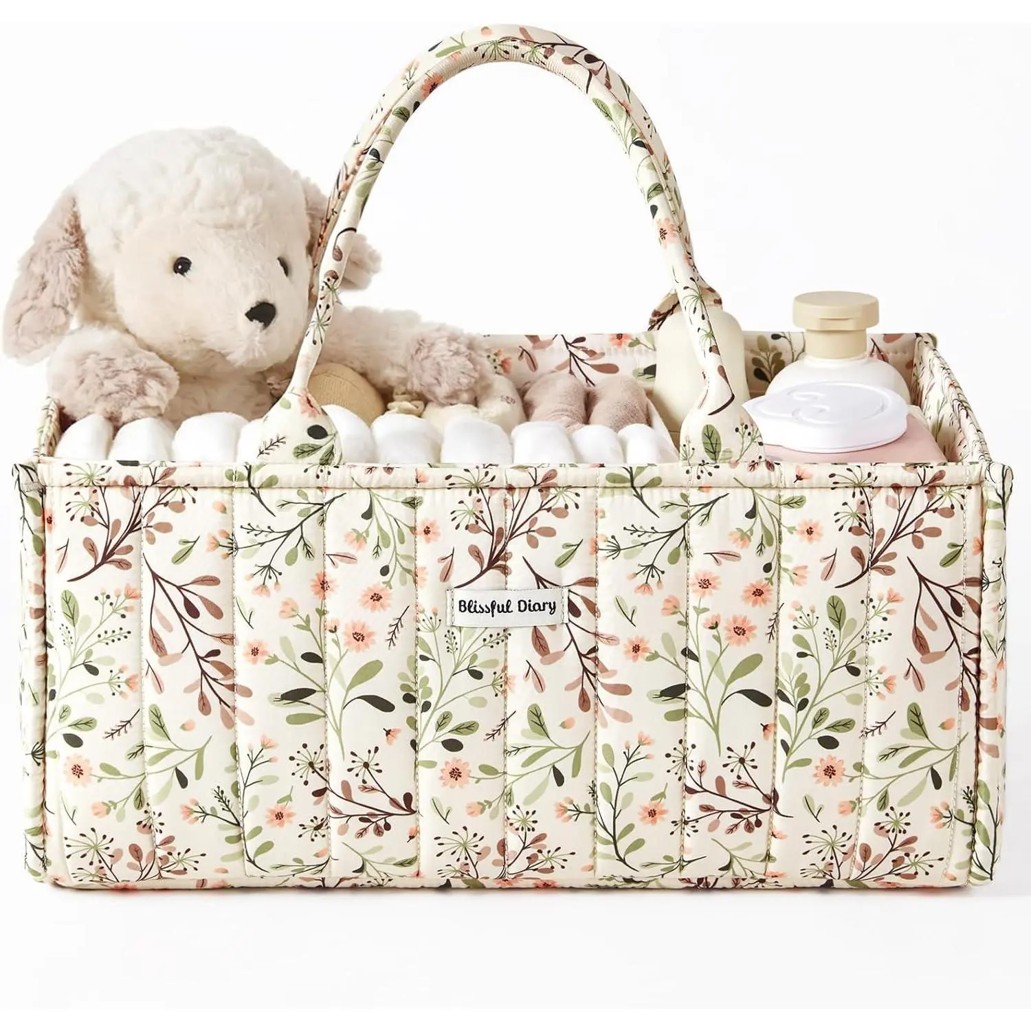 Pastoral Daisy Floral Diaper Caddy Organizer - Stylish Nursery Storage Basket, Baby Shower Gift, Newborn Essential, Baby Registry Must-Have