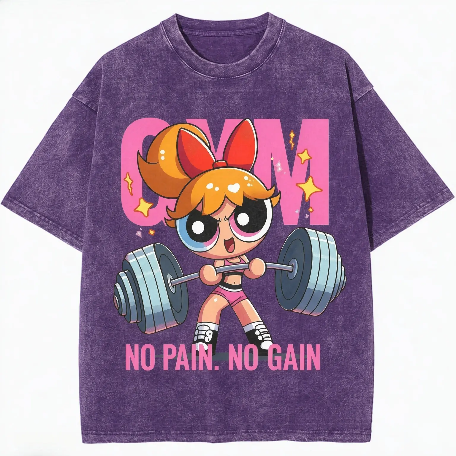 # Powerpulll No Pain No Gain Strong Girl Gym Unisex T-Shirt, Y2K # Powerpuuuf Fitness, Workout Shirt, Trending 2026, Weightlifters, Bodybuilding Shirt, Pump Cover Gym Tee for Men Women