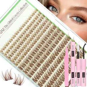 144 Pcs Natural Lash Clusters, Soft Comfortable Individual Eyelashes, Fluffy D Curl, 8-16mm, DIY Home Use, Invisible Thread