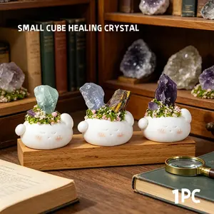 Natural Amethyst Small Cube Rough Healing Crystal Stone, Handmade Desktop Decor, Office Pocket Energy Buddy Gift, 1pc Ornament