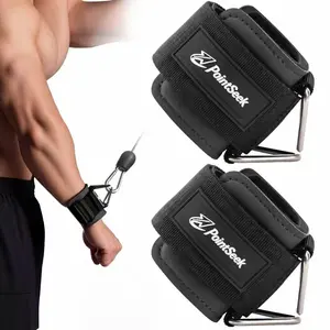 Wrist Cuffs with D-Ring, Neoprene Padding Wrist Wraps, Wrist Straps for Weightlifting, Gym Workouts, Cable Machines, Deadlifts