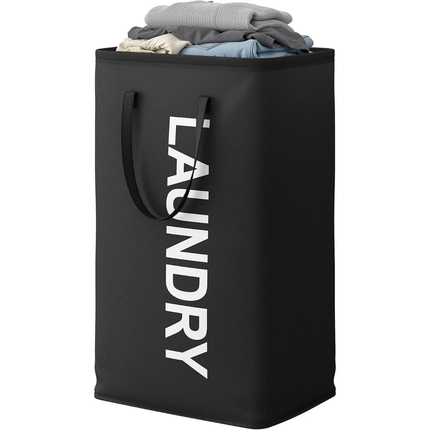 Laundry Hamper, 21.1-Gallon (80 L) Laundry Basket with Handles | Water-Repellent Storage Basket for Laundry Room, Bedroom, Bathroom, Ink Black URLH001BH01
