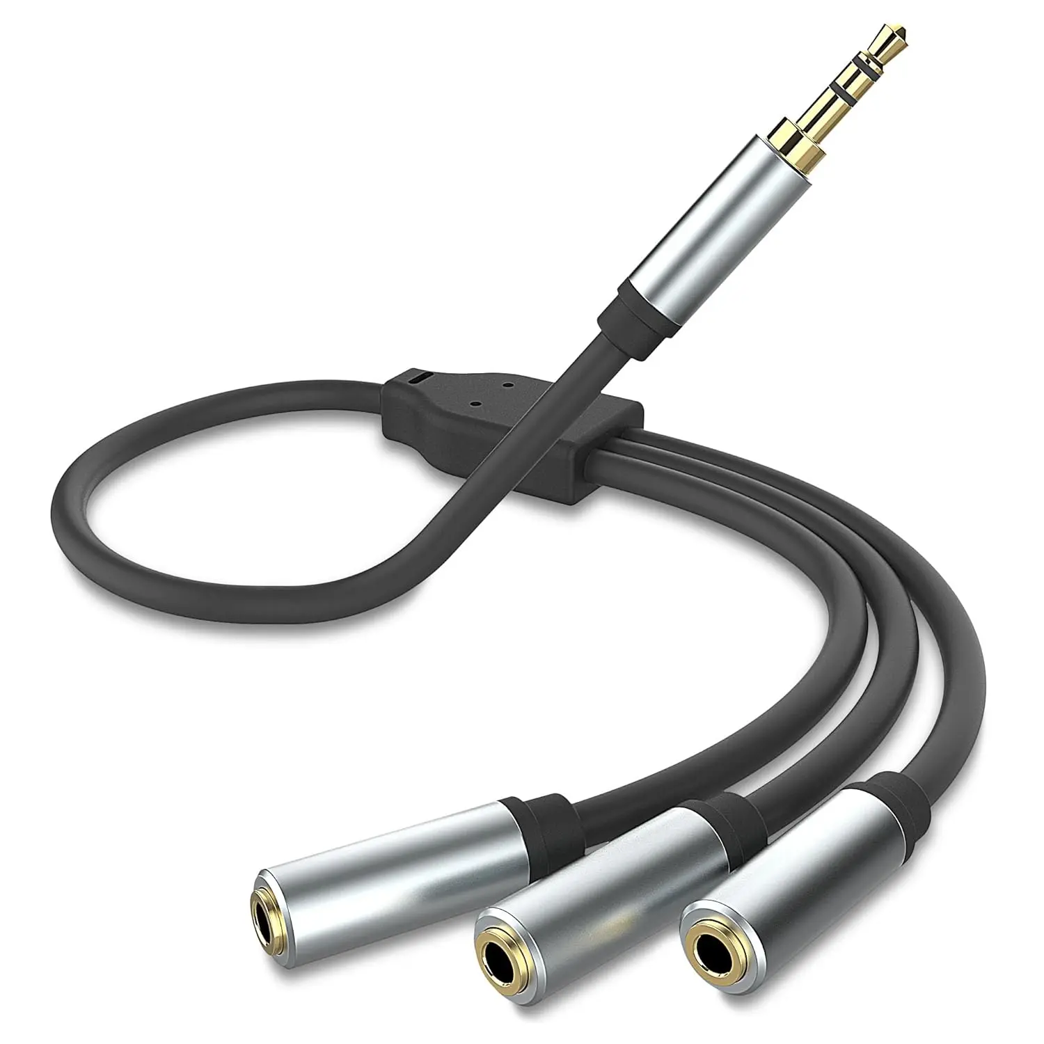 3.5mm Stereo Audio Splitter ,  Plated 3.5mm (1/8") TRS 1 Male to 3 Female 3-Way Stereo Aux Splitter 1 Input 3 Output Stereo Audio Distributor  (3-Pole)