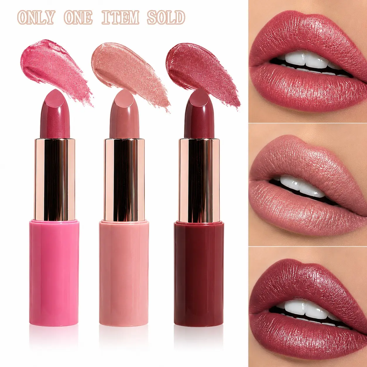 JUJU DREAM Subtle Shimmer Matte Lipstick, Lip Products, 3 Shades Muted Nude Pink, Soft Dusty Rose, Creamy Hydrating Non-drying Formula Infused With Fine Micro Shimmer, Glow On Matte Lip Finish, High Pigment
