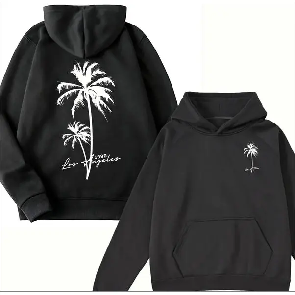 Men's Casual Solid Color Hoodie, Drawstring Pocket Long Sleeve Pullover, Letter Print Streetwear for Fall & Winter, Casual Streetwear Sweatshirt, Casual Hooded Sweatshirt, Graphic Hoodies, Street Fashion Hoodie