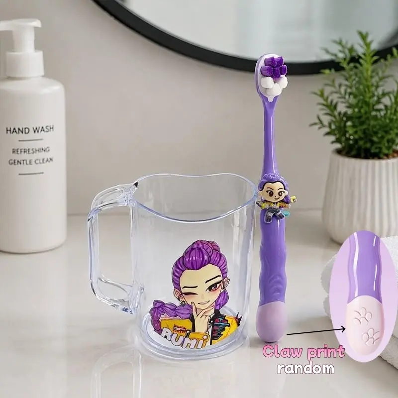 Cute Cartoon Character Toothbrush Cup Set, Acrylic Bathroom Water Cup, Soft Bristle Toothbrush, Fun Gift for Birthday, Tumbler, Home Goods