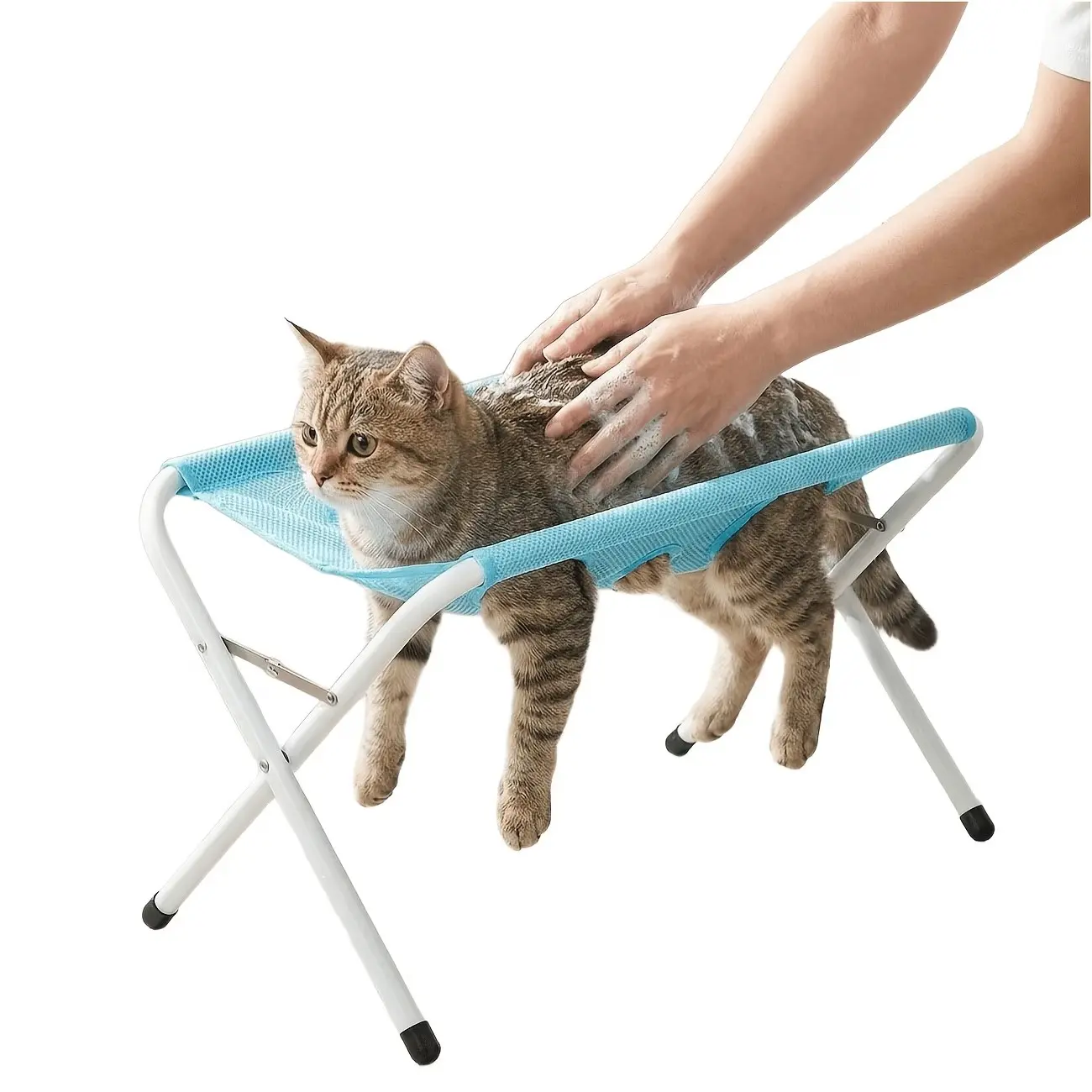 Detachable Pet Scratch-Proof Hammock, Small Dog Cat Nail Clipper Bath Stand, Adjustable Shower Rack for Pets, Easy-To-Clean Design