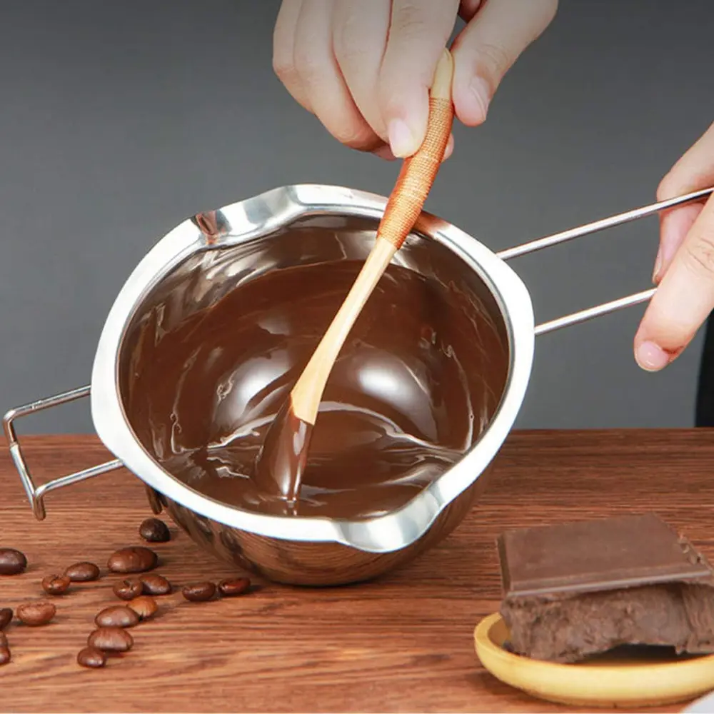 Double Boiler Pot 600ml, 304 Stainless Steel Chocolate Melting Pot for Melting Chocolate, Coffee, Candy, Candle, Soap, Wax