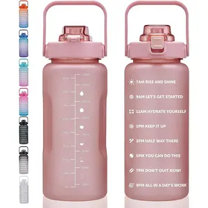 64oz,100oz,128oz Large Motivational Water Bottle with Time Marker, Leakproof & BPA Free Half Gallon Big Water Bottle with Straw Handle Tritan Frosted Water Jug  Gym,ness,Outdoor Sports