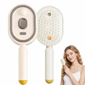 2026 New Electric Steam Brush for Hair, Upgrade Rechargeable 3 in 1 Self Cleaning Hair Brush with Water Spray, Electric Spray Air Cushion Massage Comb for Long Short Hairs Frizz Control