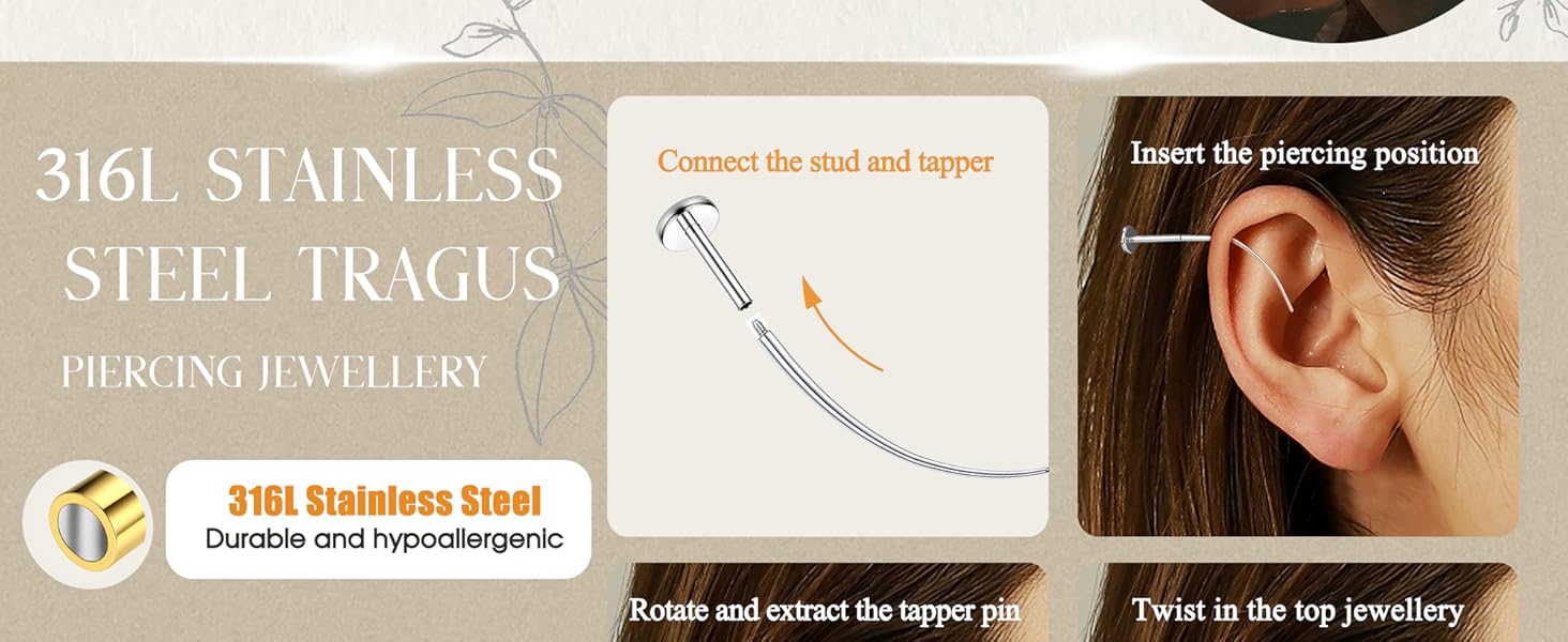 14K Gold Plated Flat Back Stud Earrings - 316L Surgical Steel Internal Thread CZ Stud Piercing Jewelry for Tragus Helix Cartilage Conch Nose Hypoallergenic Lip Monroe Labret Medusa Piercing 16G 18G 14K Gold Plated Flat Back Stud Earrings - 316L Surgical Steel Internal Thread CZ Stud Piercing Jewelry for Tragus Helix Cartilage Conch Nose Hypoallergenic Lip Monroe Labret Medusa Piercing 16G 18G