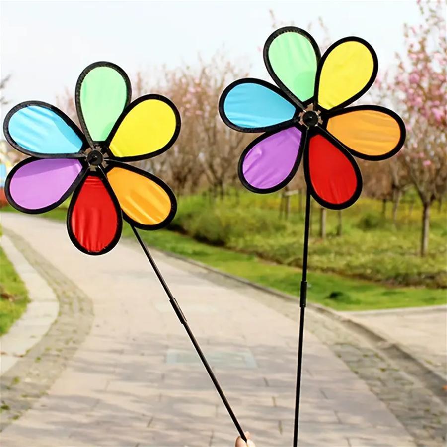 Outdoor Camping Flower Windmill, Dynamic Colorful Windmill, Outdoor Windmill Accessories for Courtyard Kindergarten Decoration