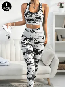Women's Sportswear Set, High Waist Tummy Control Bralette, Butt Lifting Long Pants, Ideal for Outdoor Activities, Yoga, Parties, Exercise Clothing Set