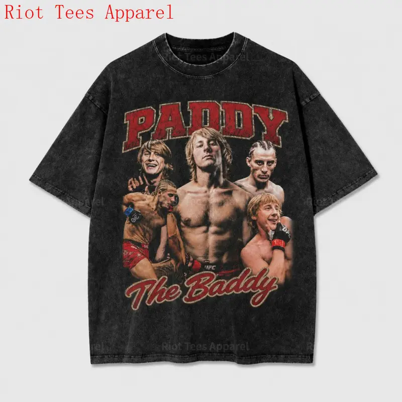 Men's Vintage Graphic T-Shirt, Customized 90s Retro MMA Fighter Design in Soft Breathable Cotton, Double-Sided Print for Fight Fans, Top, Casual, Fabric, Menswear, Tshirt, Comfortable, Round Neck