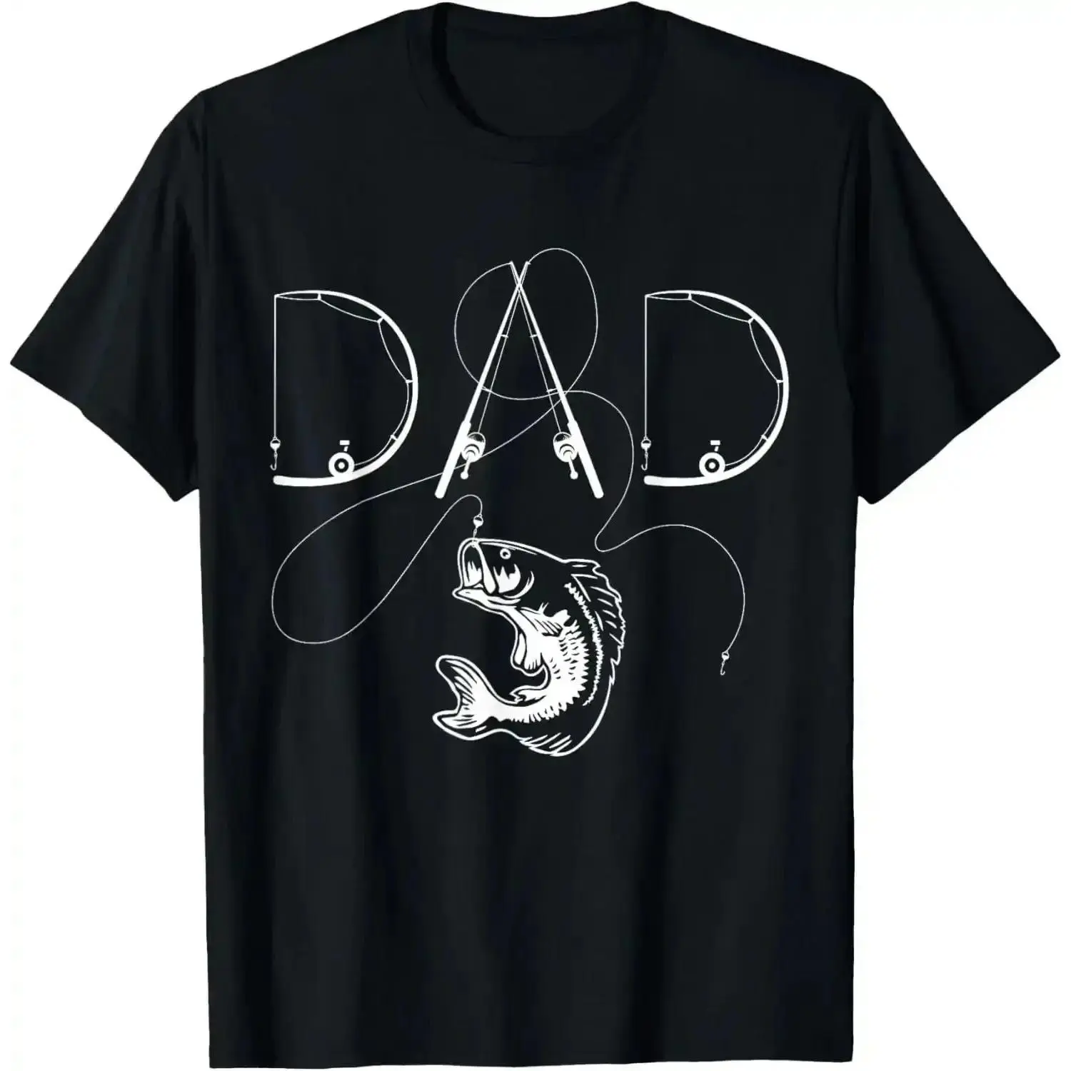 Fishing Dad Rod Bass Fish Graphic T-Shirt, Vintage Fisherman Dad Tee, Father's Day Outdoor Apparel, Unisex Cotton Shirt Gift For Fishing Lover Dads Men Women LK00164TD