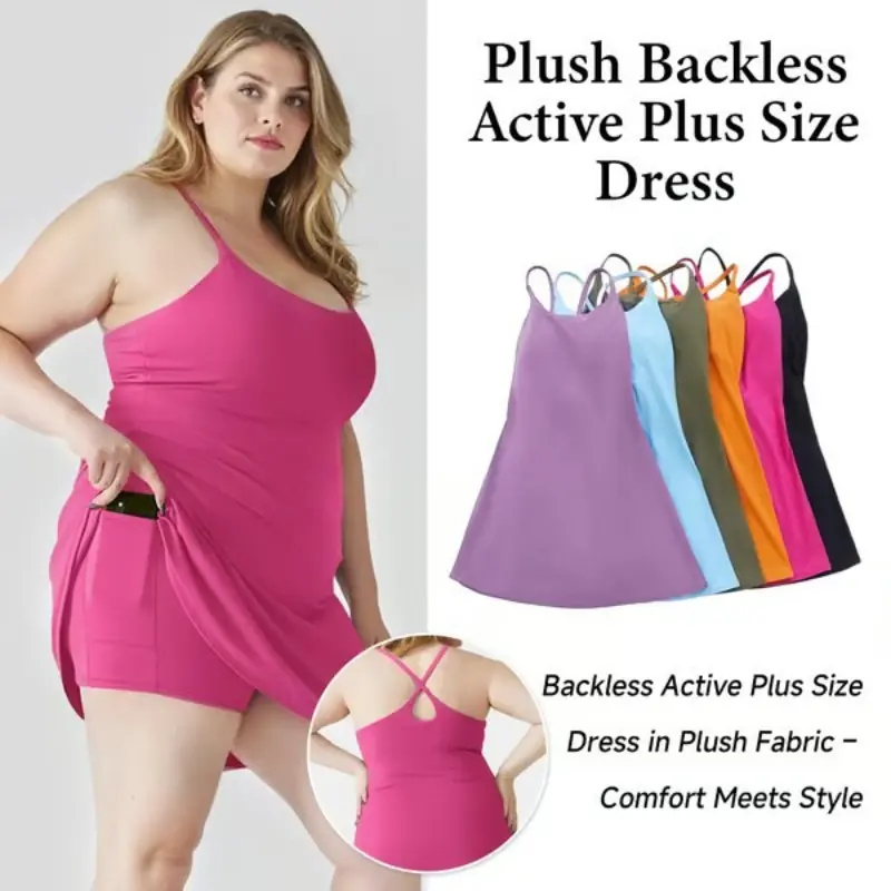 Women's Active Dress with Built-in Short Liner, Pockets & Removable Pads, Stretch Asymmetrical Racerback Sporty Dress for Tennis & Yoga, Active Dresses