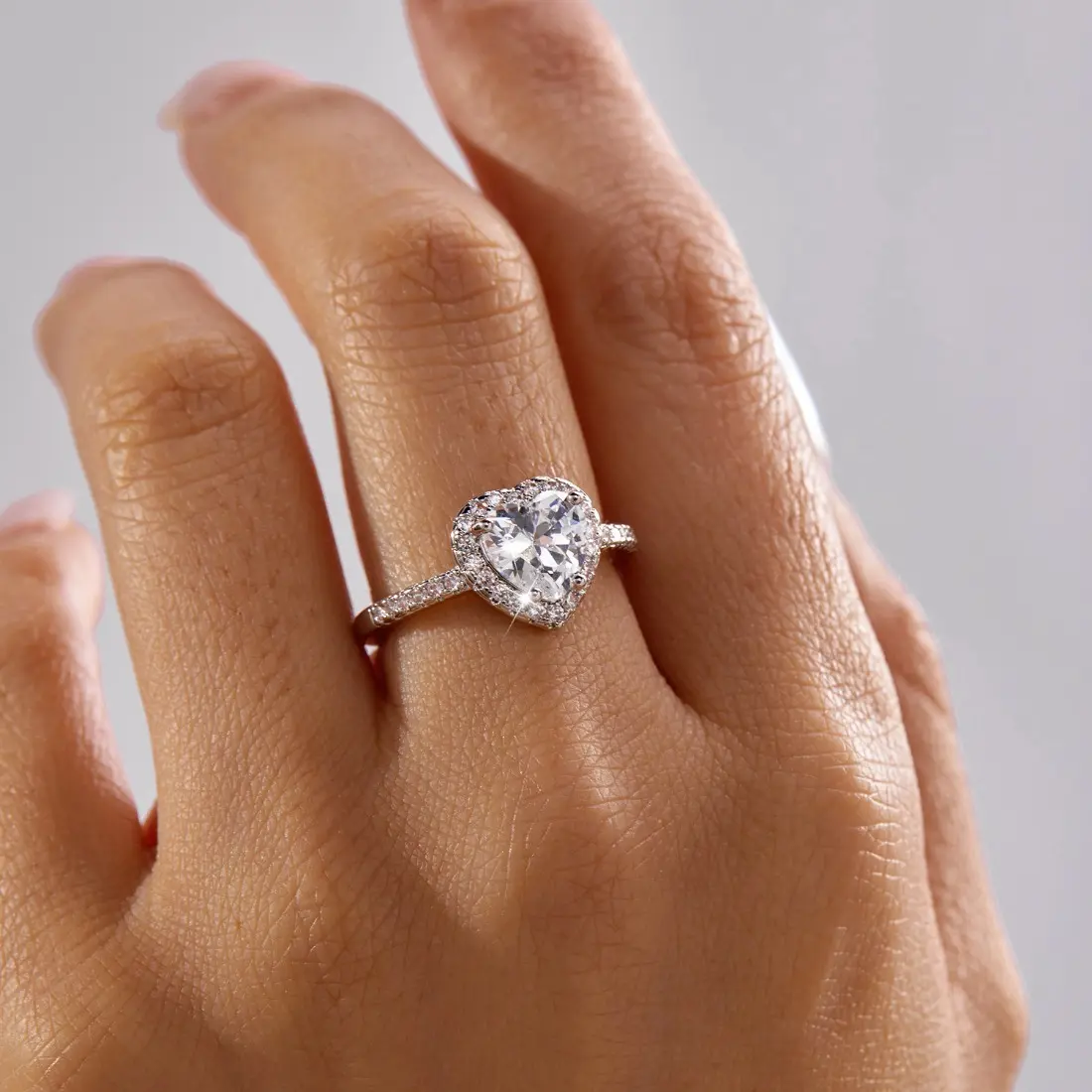 Women's Elegant Zircon Crystal Love Ring - Luxury Minimalist Stainless Steel Female Jewelry, Hypoallergenic Daily Wear, Romantic Gift for Girlfriend (Birthday, Anniversary), Heart Ring, Crystal Stones, Gifts For Girlfriend, Gf Gift