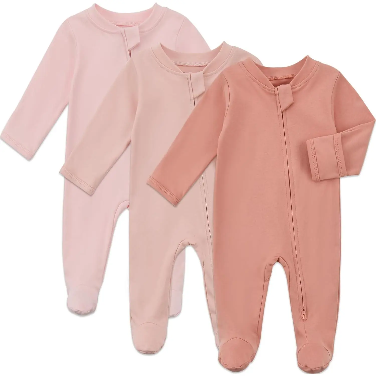 Baby Organic Cotton Pajamas 2 Way Zipper Preemie Newborn One Piece Outfit Long Sleeve Footed Sleepwear smoked clothes