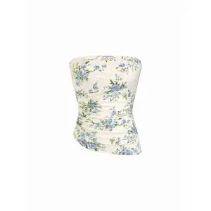Cider Floral Ruched Bandeau Top Dealsforyou