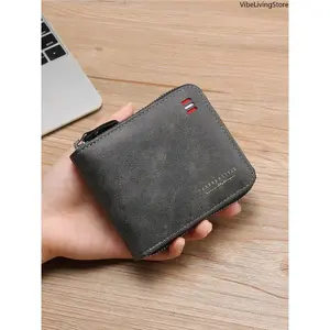 Retro Zipper Short Wallet Multi Card Storage Portable Daily Men Purse
