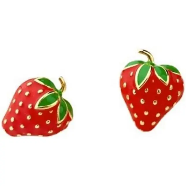 Exquisite Strawberry Dangle Earrings for Women Cute Small Fruit Earrings Stud Metal Strawberry  for Party