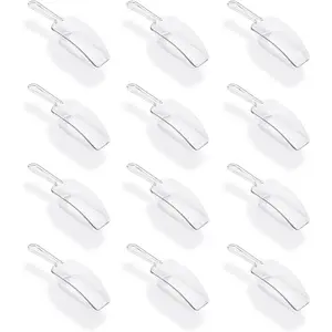 5.5" Mini Acrylic Plastic Kitchen Scoops for Weddings, Candy Dessert Buffet, Ice Cream, Protein Powders, Coffee, Tea (Clear)