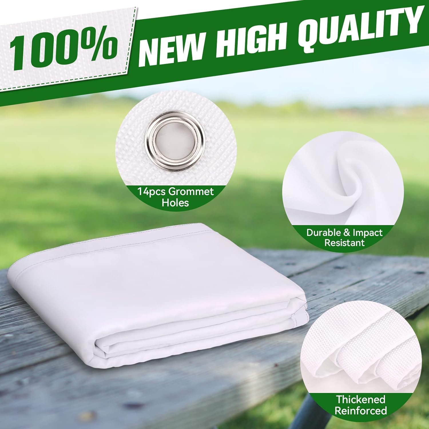 Golf Simulator  Screen: 7mm Thickened Golf  Screen for Indoor//Garage  - Ultra Clear 10ft  Screen with 32 count Grommets Holes, 5 Size Options