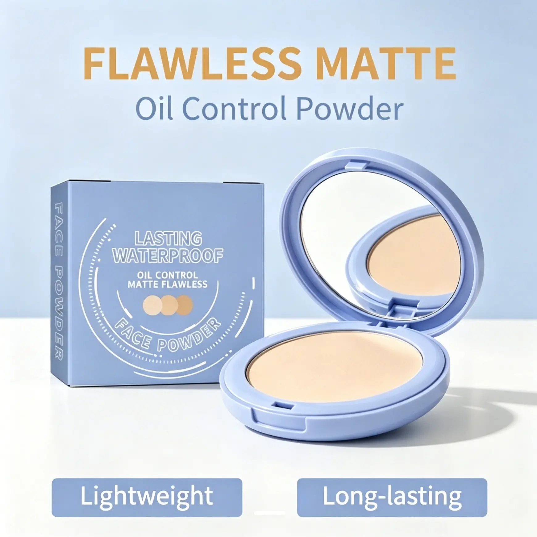 Oil Control Pressed Powder, Face Powder, Pores Minimizing Translucent Makeup Cosmetic, Matte Finish for Oily Skin, 24h Long Lasting, Waterproof Setting Powder