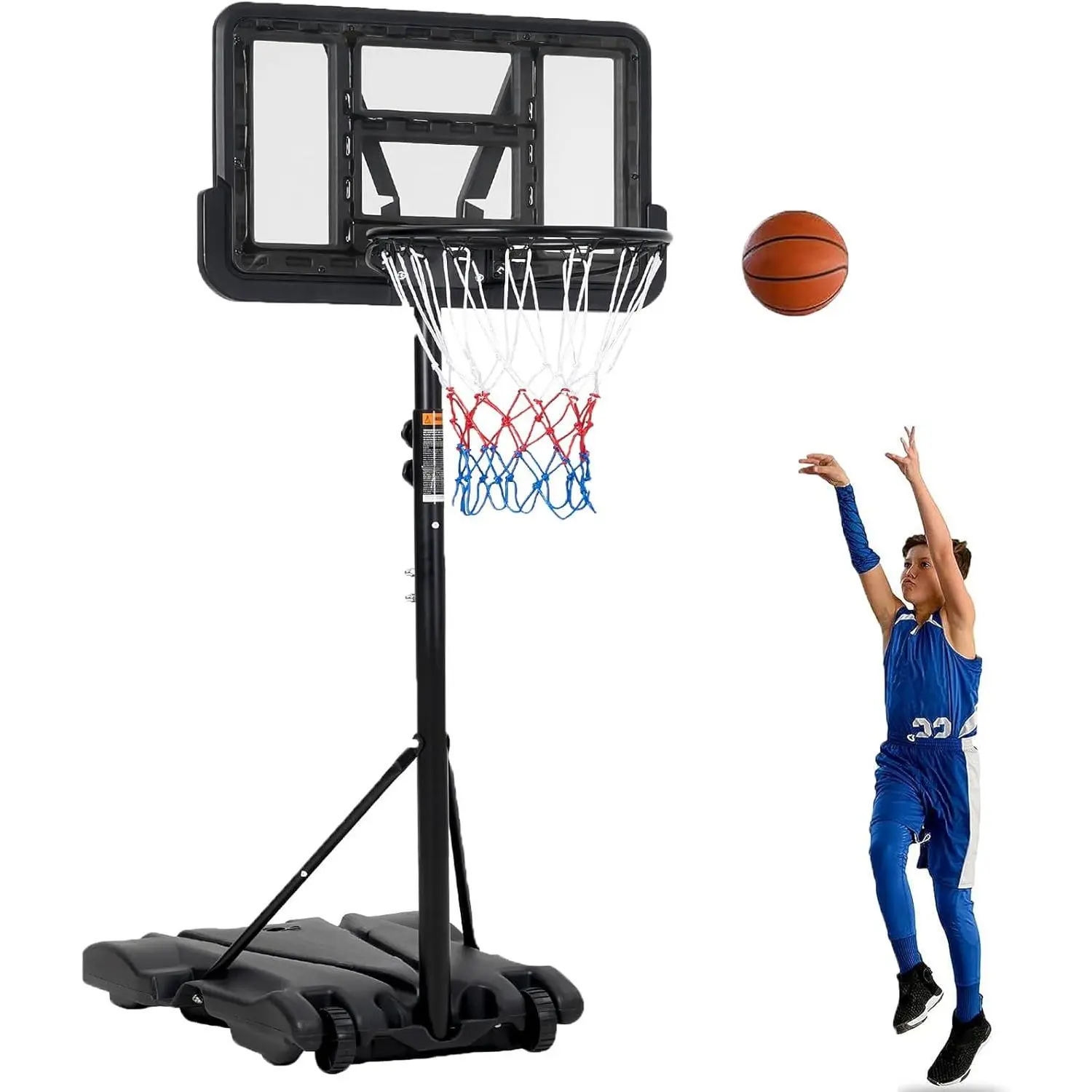 Basketball Hoop, Portable Adjustable Basketball Goal System w/ 2 Wheels, 5-7 Ft Swimming Pool Basketball Hoop 28in Backboard with Enlarged Base for Kids/Adults Indoor/Outdoor