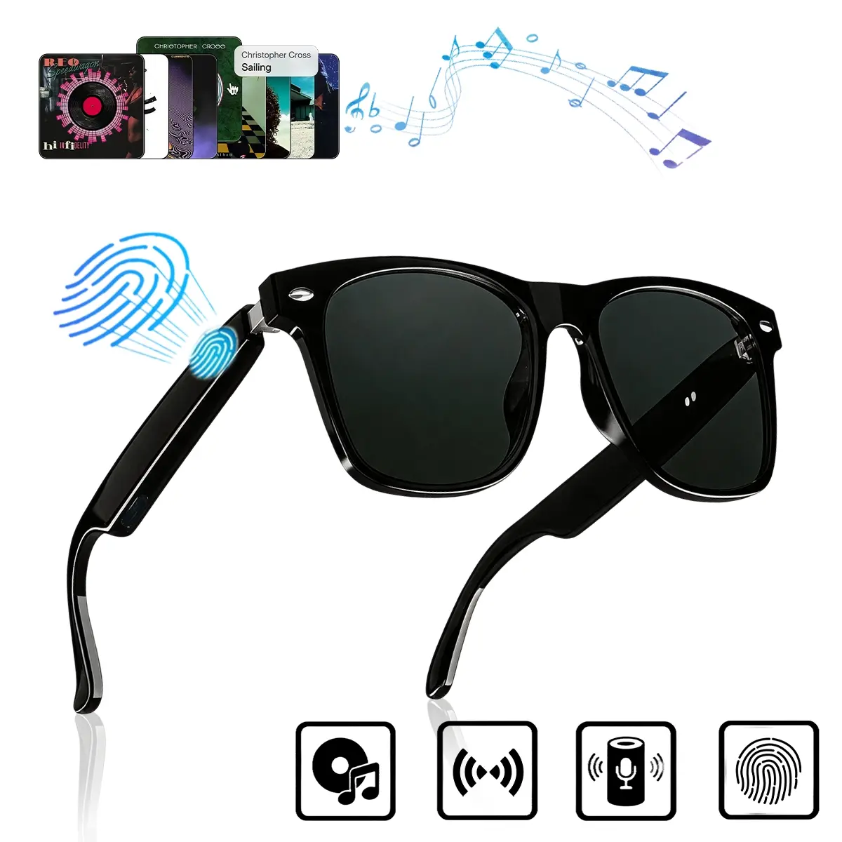 AI Glasses for Men & Women,Smart Glasses, AI Real-time Translation with 100+ languages,Music Play, Bluetooth Sunglasses with Polarized Lens, UV Protection for Daily Use, Travel