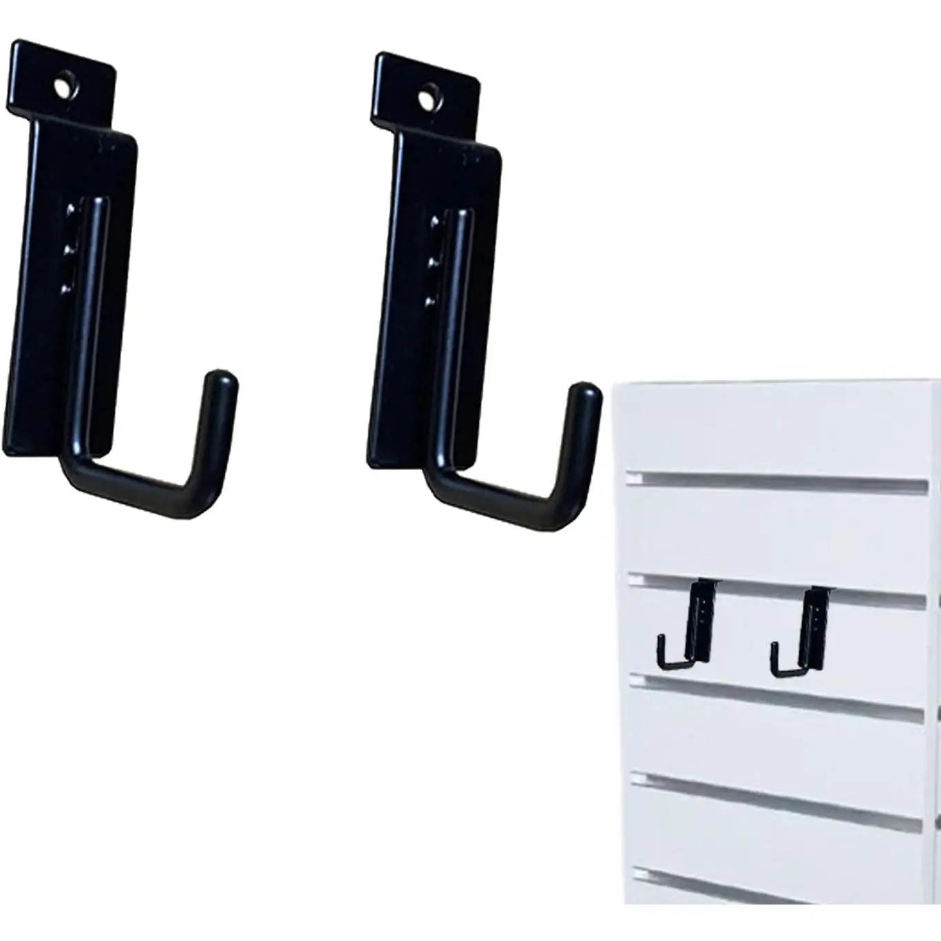 2 count Slatwall Hooks J Shape Heavy Duty Hook Hangers for Display Slatboard Wall Accessories Hardware  Garment Hook for Slate Panel Black 3.25 Inch