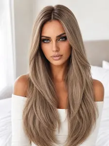 Linen 26inch Long Kinky Curly Synthetic Wig, Heat Resistant, Middle Bangs, Cosplay, Role Play Wig, Party, Wedding, Halloween, Daily Wear